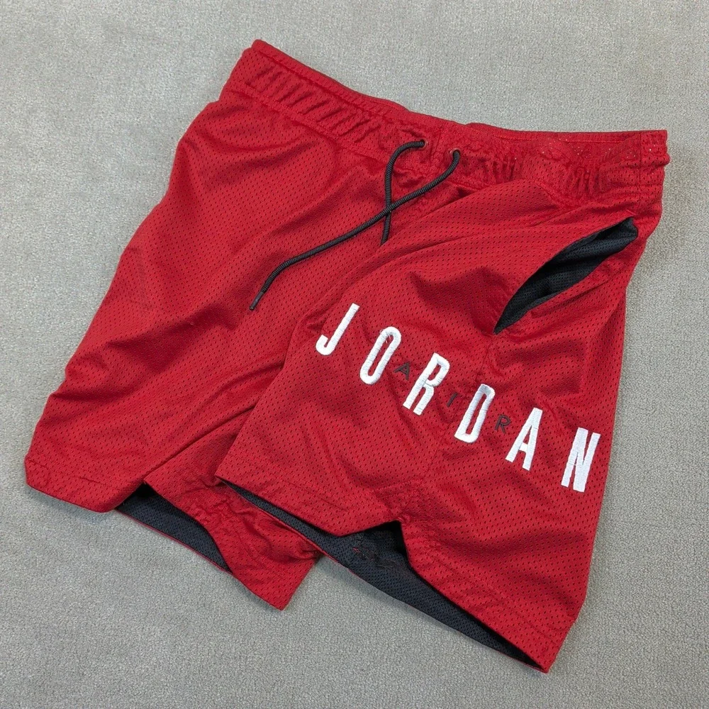 Jordan Mesh Basketball Shorts Mens Large Red Black Jumpman Athletic CV3098-687